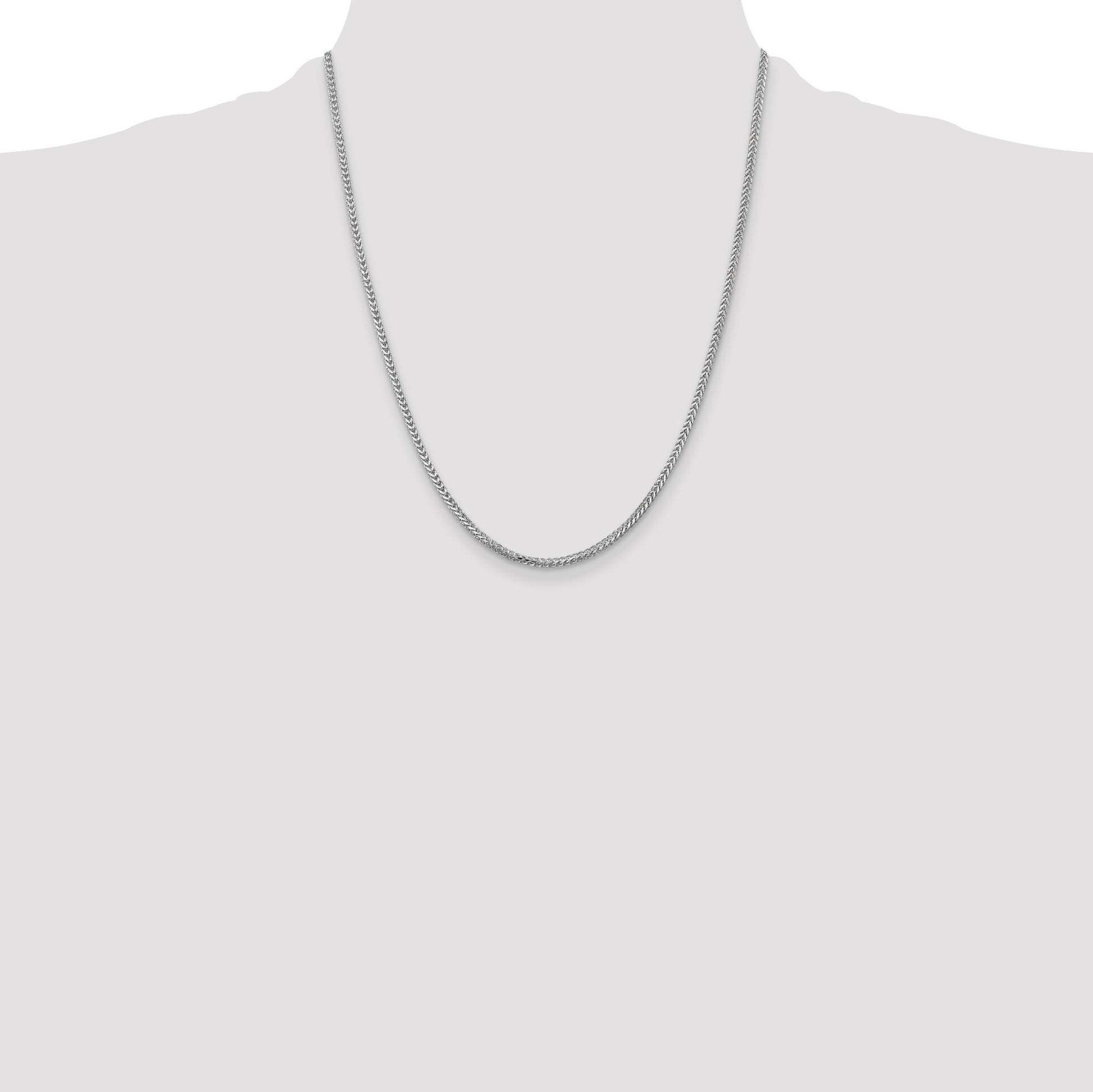 14K White Gold 22 inch 2mm Franco with Lobster Clasp Chain