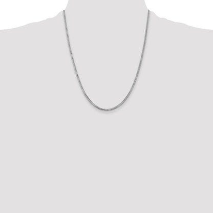 14K White Gold 22 inch 2mm Franco with Lobster Clasp Chain