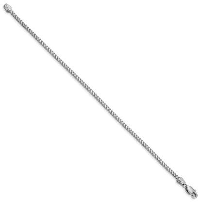 14K White Gold 8 inch 2mm Franco with Lobster Clasp Bracelet