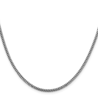 14K White Gold 24 inch 2.3mm Franco with Lobster Clasp Chain