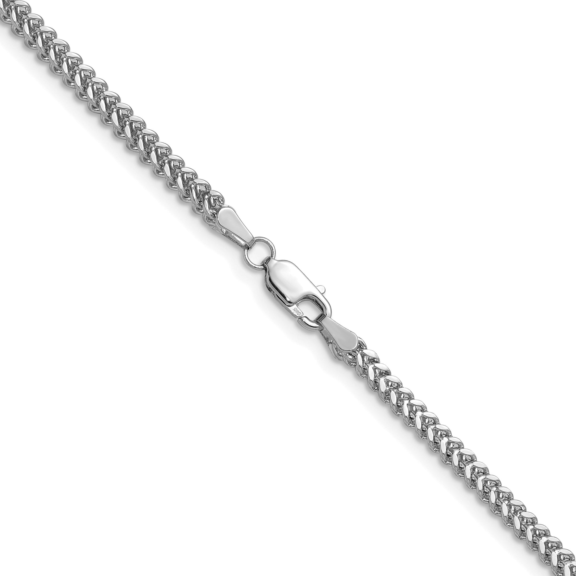 14K White Gold 22 inch 2.3mm Franco with Lobster Clasp Chain