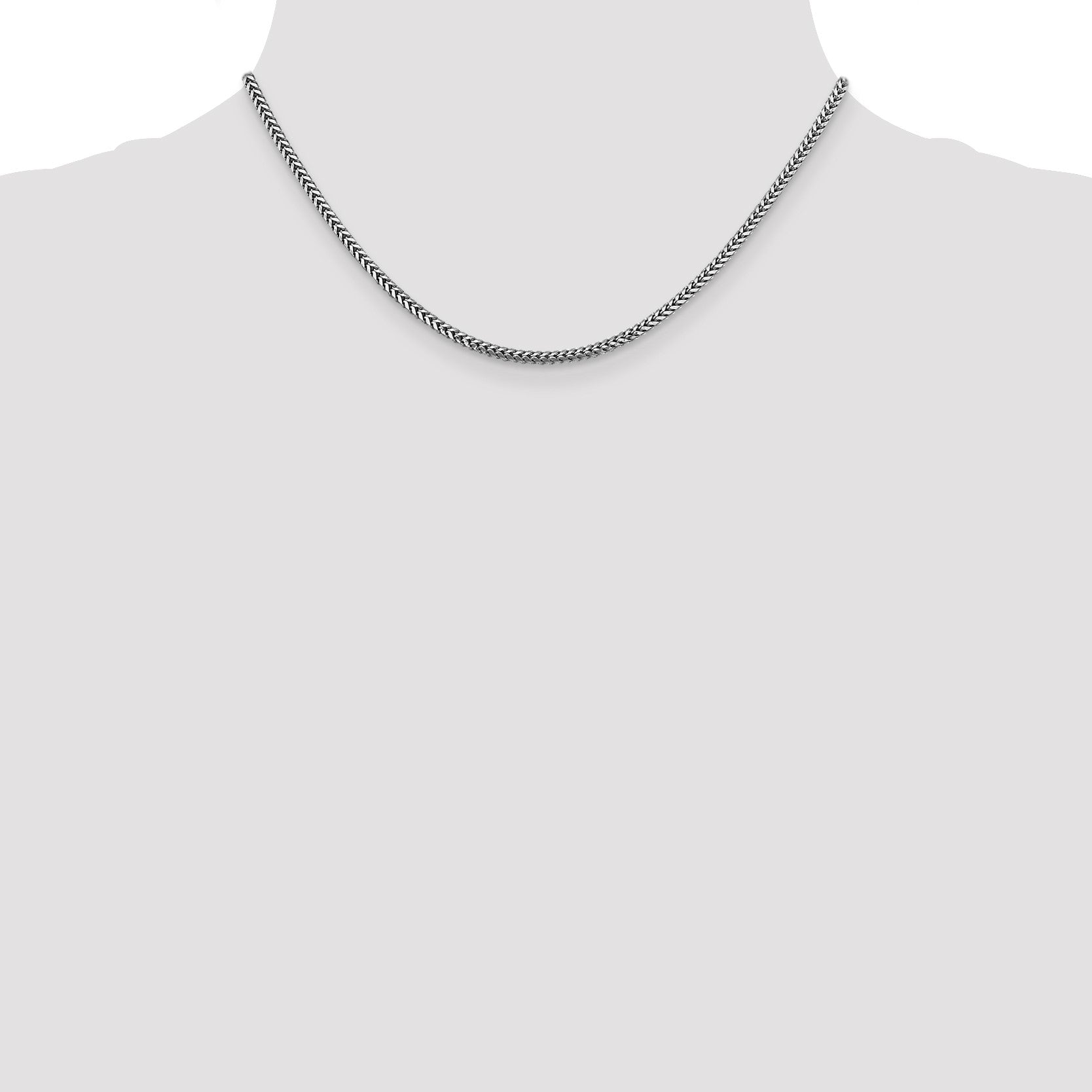 14K White Gold 16 inch 2.3mm Franco with Lobster Clasp Chain