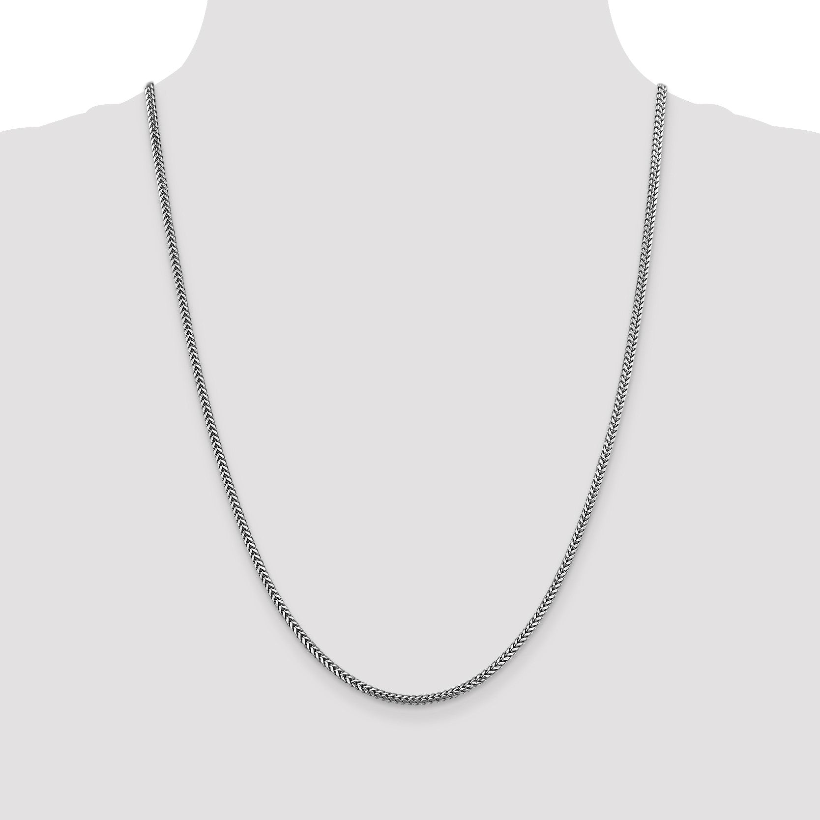 14K White Gold 24 inch 2.3mm Franco with Lobster Clasp Chain