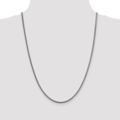 14K White Gold 24 inch 2.3mm Franco with Lobster Clasp Chain