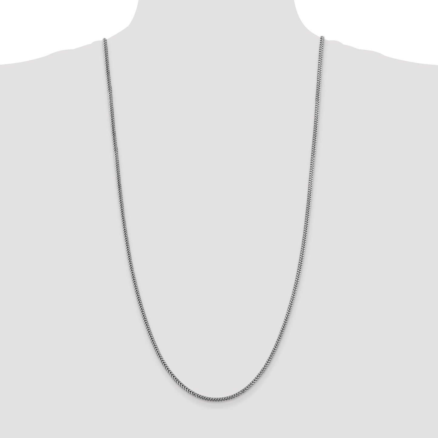 14K White Gold 30 inch 2.3mm Franco with Lobster Clasp Chain