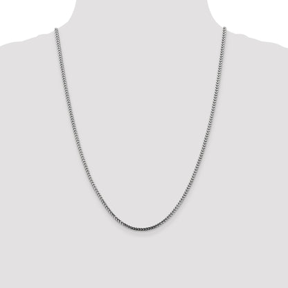 14K White Gold 24 inch 2.5mm Franco with Lobster Clasp Chain
