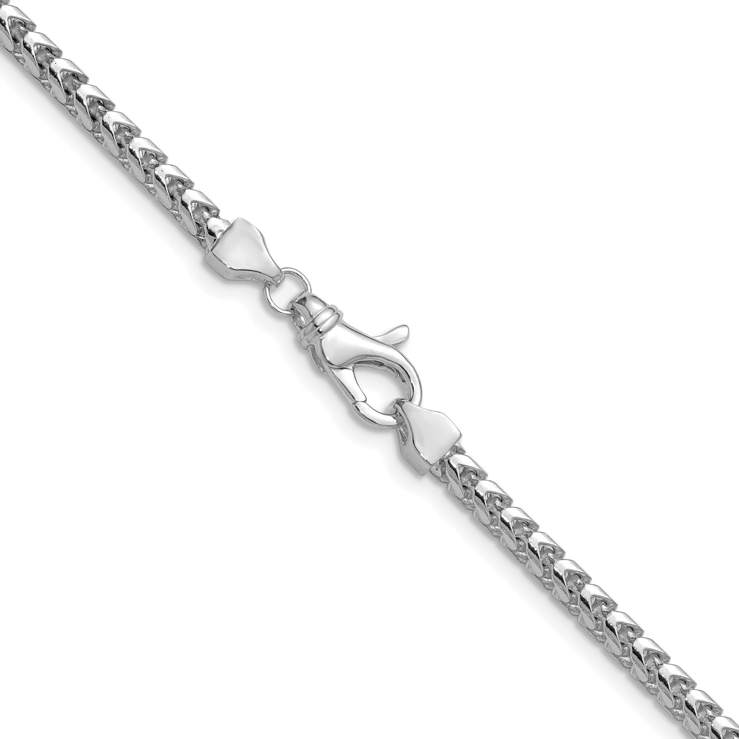 14K White Gold 24 inch 3mm Franco with Fancy Lobster Clasp Chain