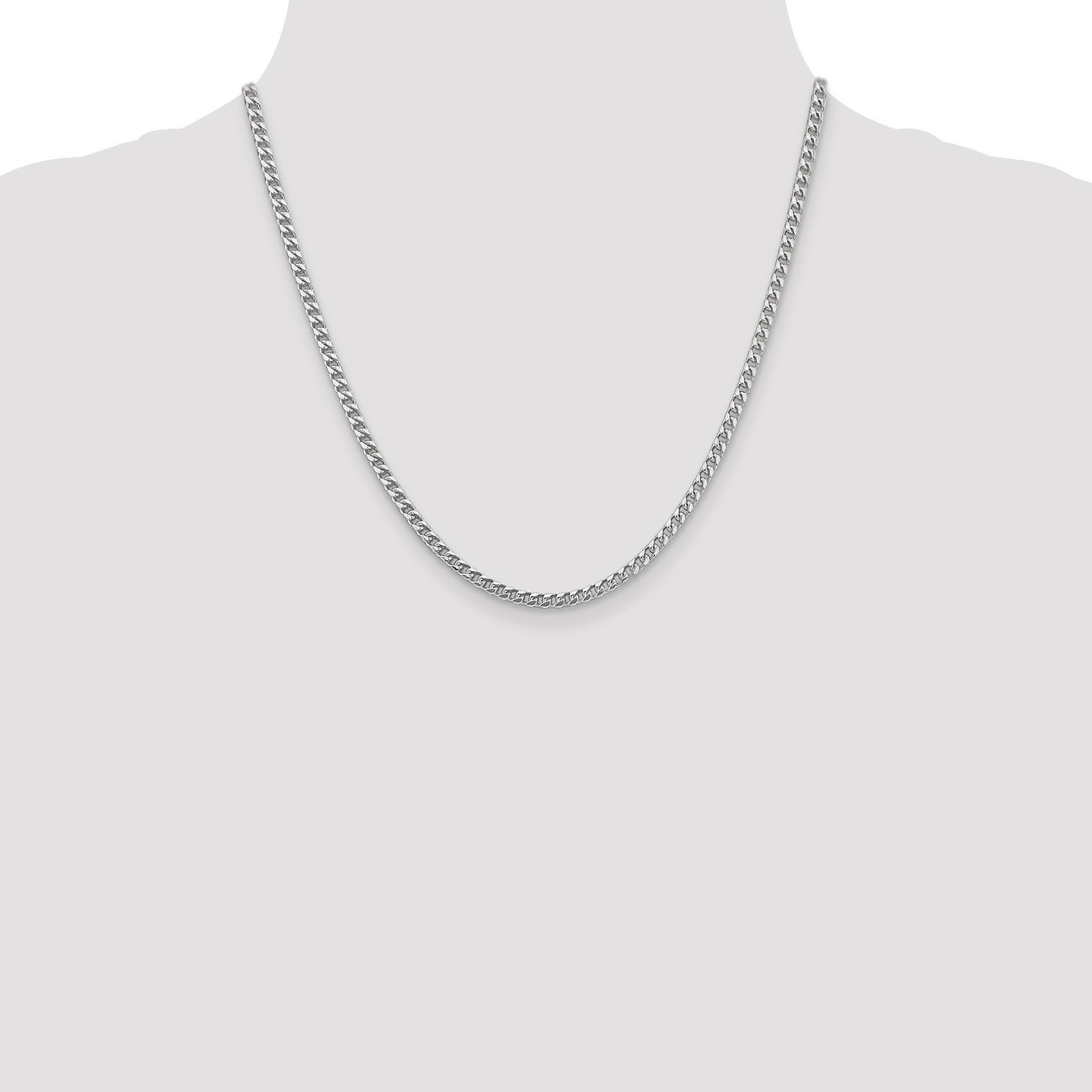14K White Gold 20 inch 3mm Franco with Fancy Lobster Clasp Chain
