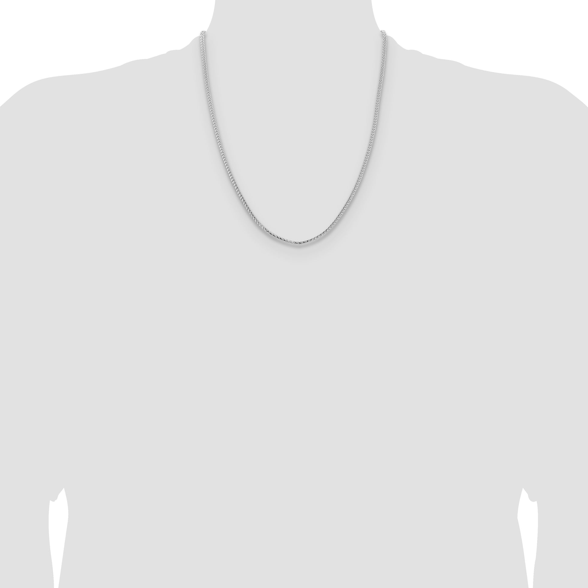 14K White Gold 22 inch 3mm Franco with Fancy Lobster Clasp Chain