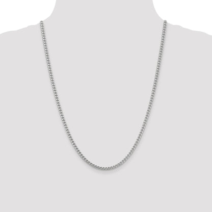 14K White Gold 24 inch 3mm Franco with Fancy Lobster Clasp Chain