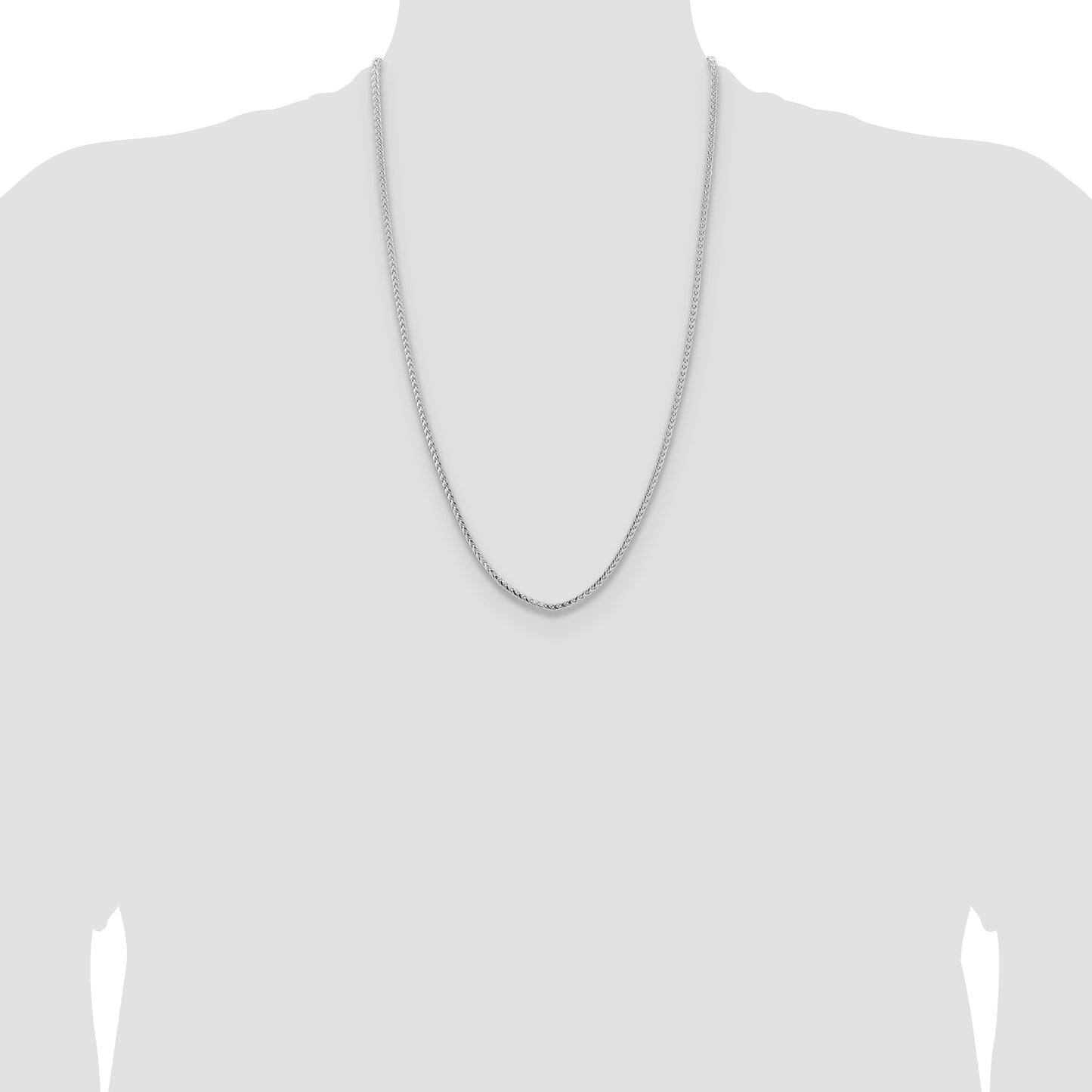 14K White Gold 26 inch 3mm Franco with Fancy Lobster Clasp Chain