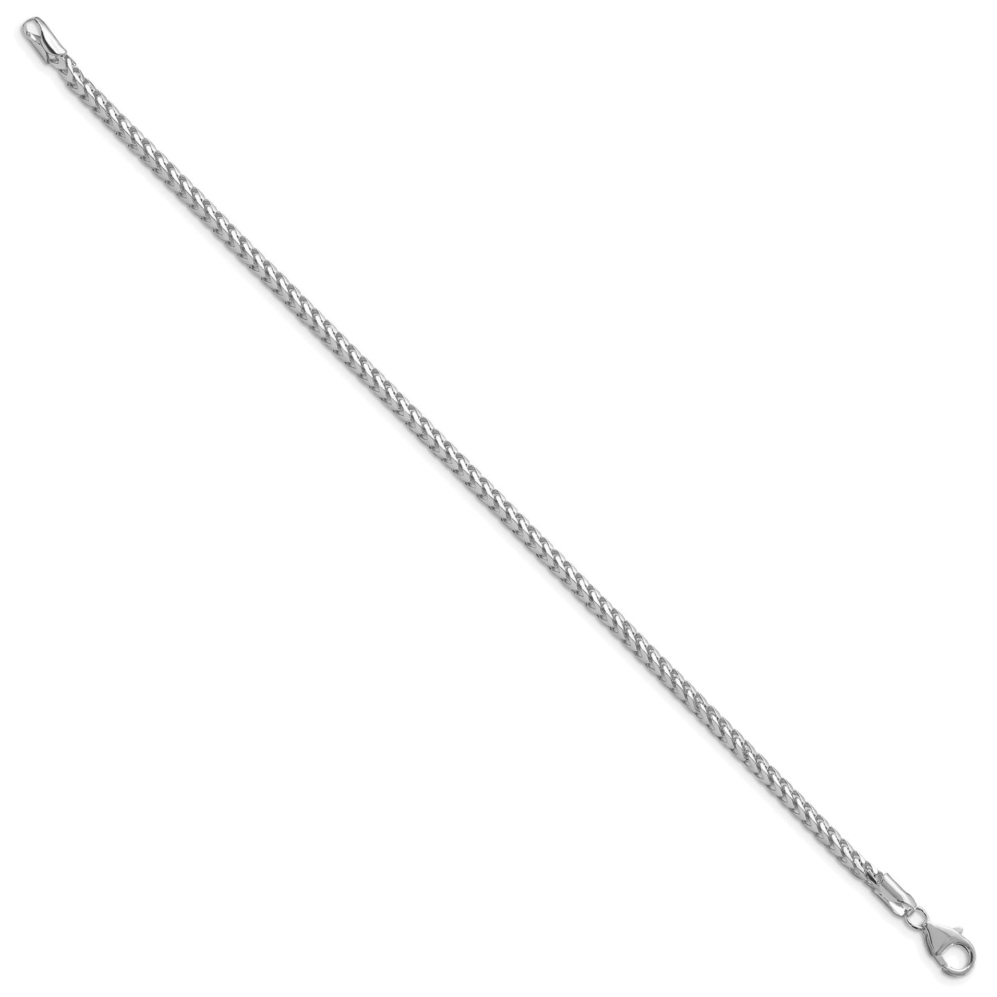 14K White Gold 9 inch 3mm Franco with Fancy Lobster Clasp Chain