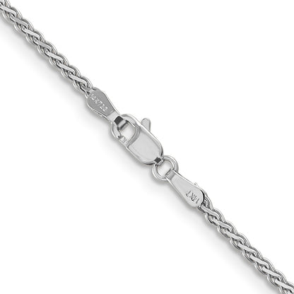 14K White Gold 16 inch 1.9mm Flat Wheat with Lobster Clasp Chain