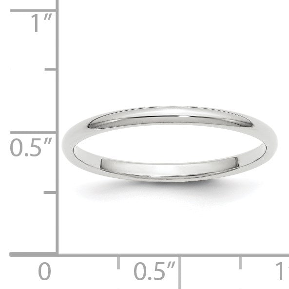 14k White Gold 2mm Half-Round Wedding Band Size 11