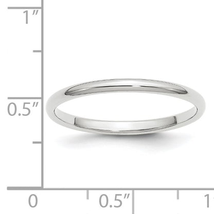 14k White Gold 2mm Half-Round Wedding Band Size 11
