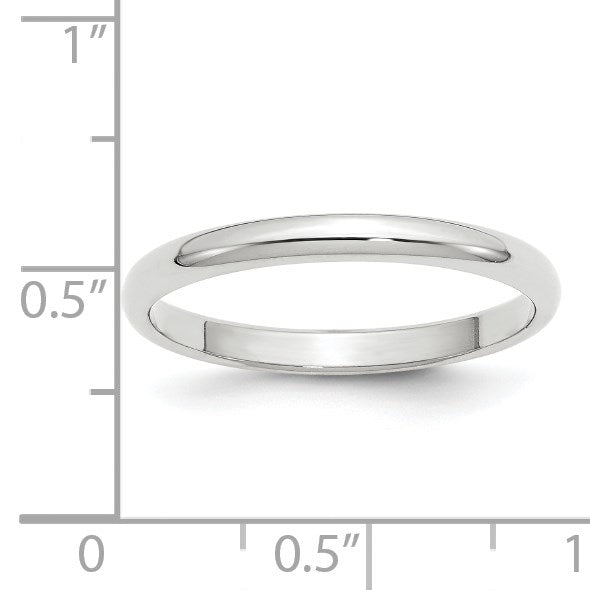 14k White Gold 2.5mm Half-Round Wedding Band Size 5.5