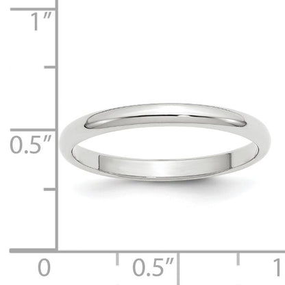 14k White Gold 2.5mm Half-Round Wedding Band Size 5.5