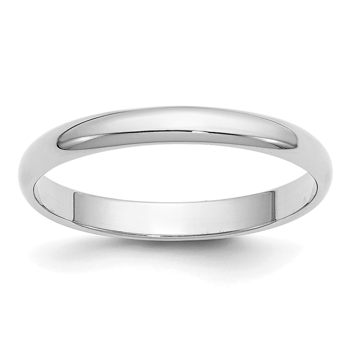 14k White Gold 2.5mm Half-Round Wedding Band Size 7