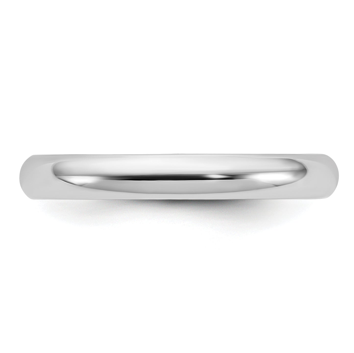 14k White Gold 3mm Half-Round Wedding Band Ring Size 8.5
