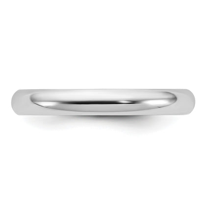14k White Gold 3mm Half-Round Wedding Band Size 6.5