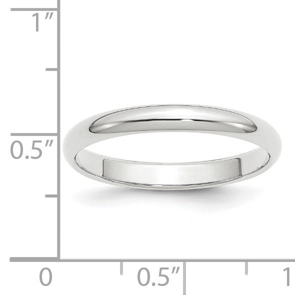 14k White Gold 2mm Half-Round Wedding Band Size 6