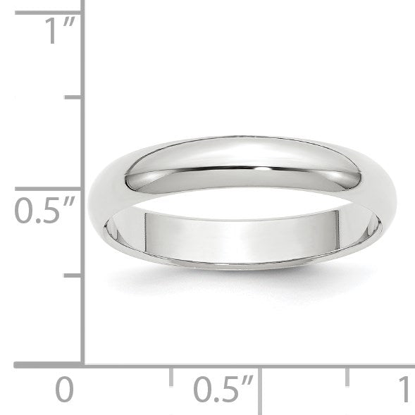 14k White Gold 4mm Half-Round Wedding Band Size 12