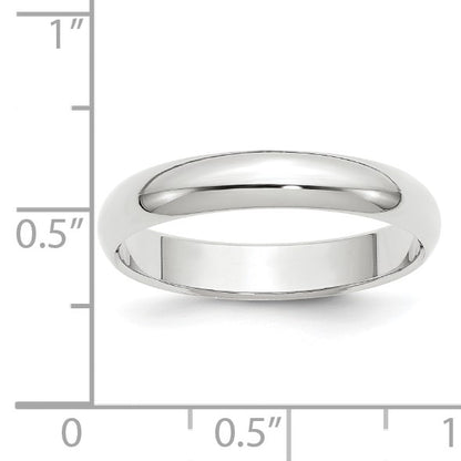 14k White Gold 4mm Half-Round Wedding Band Size 12