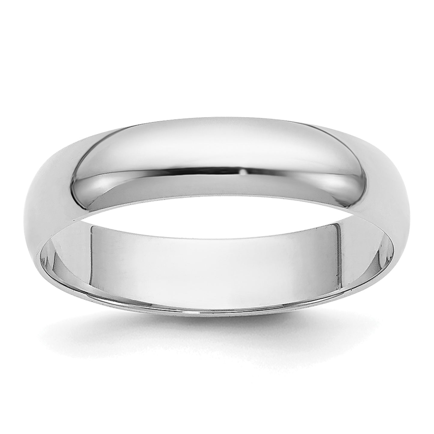 14k White Gold 4mm Half-Round Wedding Band Size 9