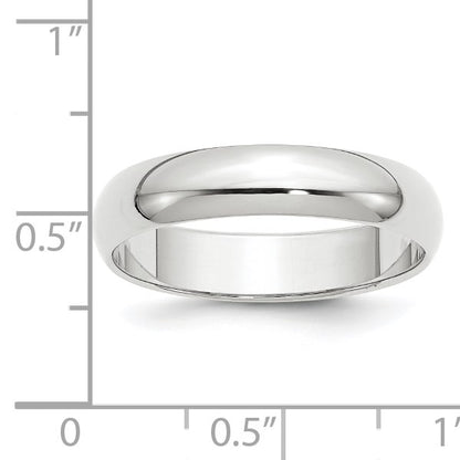 14k White Gold 5mm Half-Round Wedding Band Size 10
