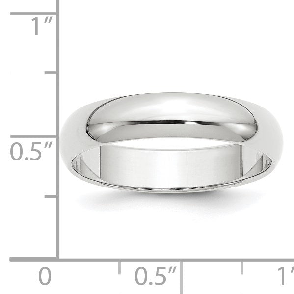 14k White Gold 5mm Half-Round Wedding Band Size 6