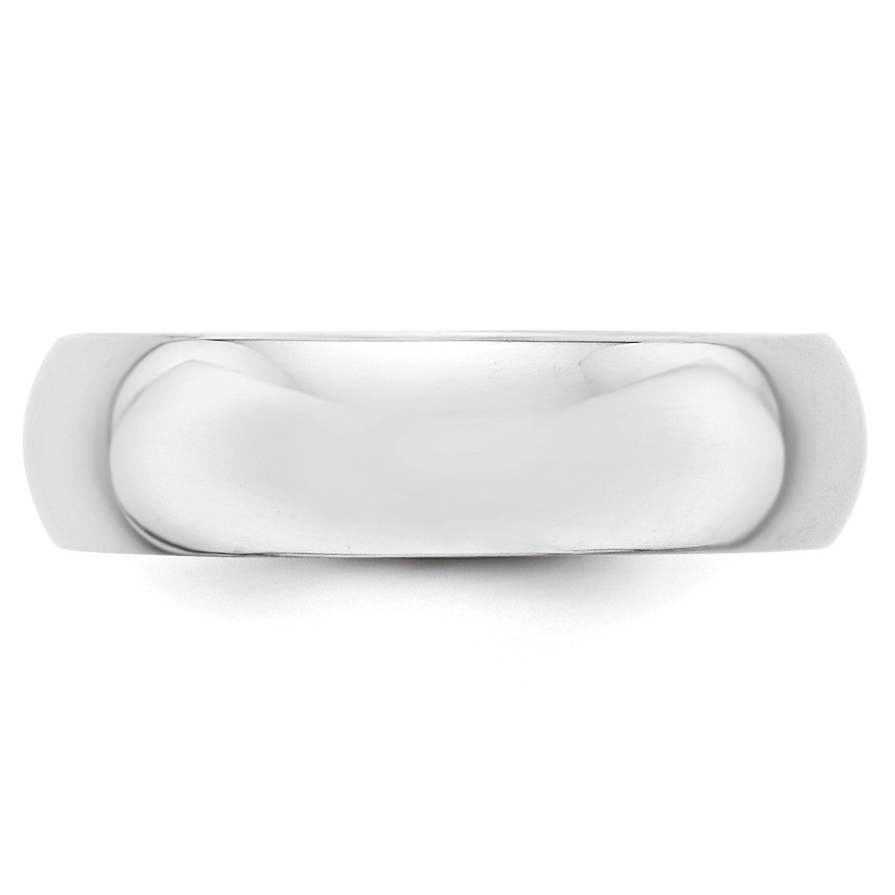 14k White Gold 6mm Half-Round Wedding Band Size 7.5