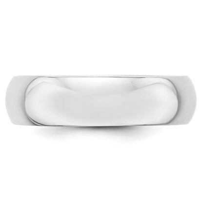 14k White Gold 6mm Half-Round Wedding Band Size 11.5