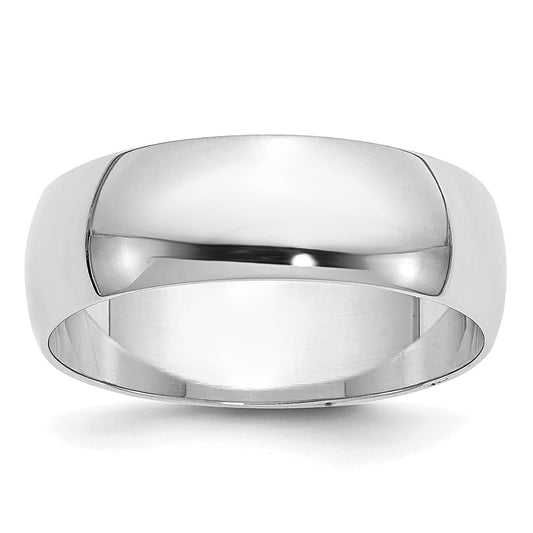 14k White Gold 6mm Half-Round Wedding Band Size 7.5