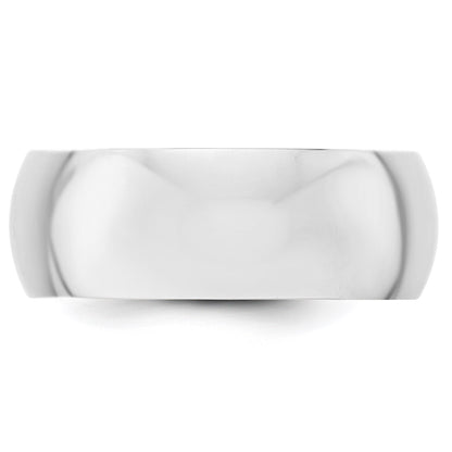 14k White Gold 8mm Half-Round Wedding Band Size 7.5