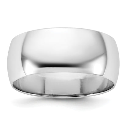 14k White Gold 8mm Half-Round Wedding Band Size 4