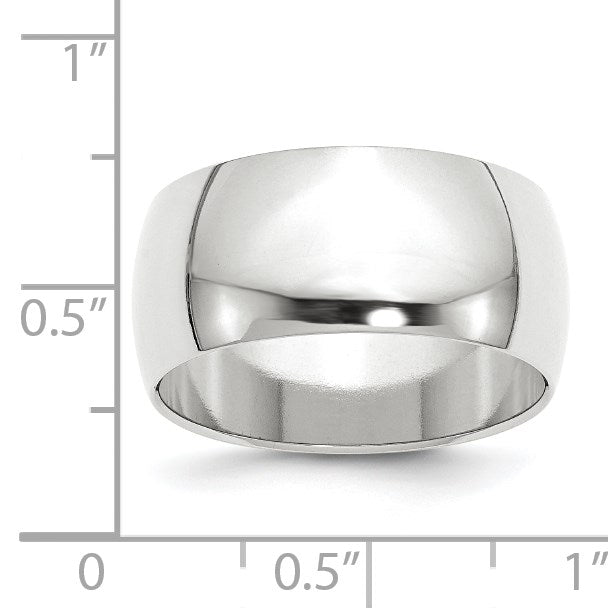 14k White Gold 10mm Half Round Wedding Band Size 14