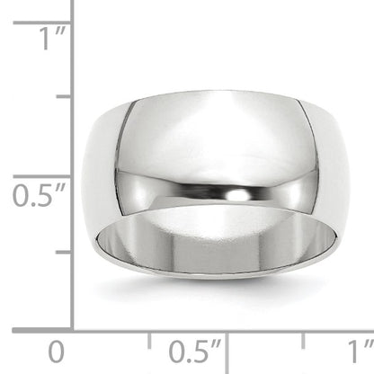 14k White Gold 10mm Half Round Wedding Band Size 14