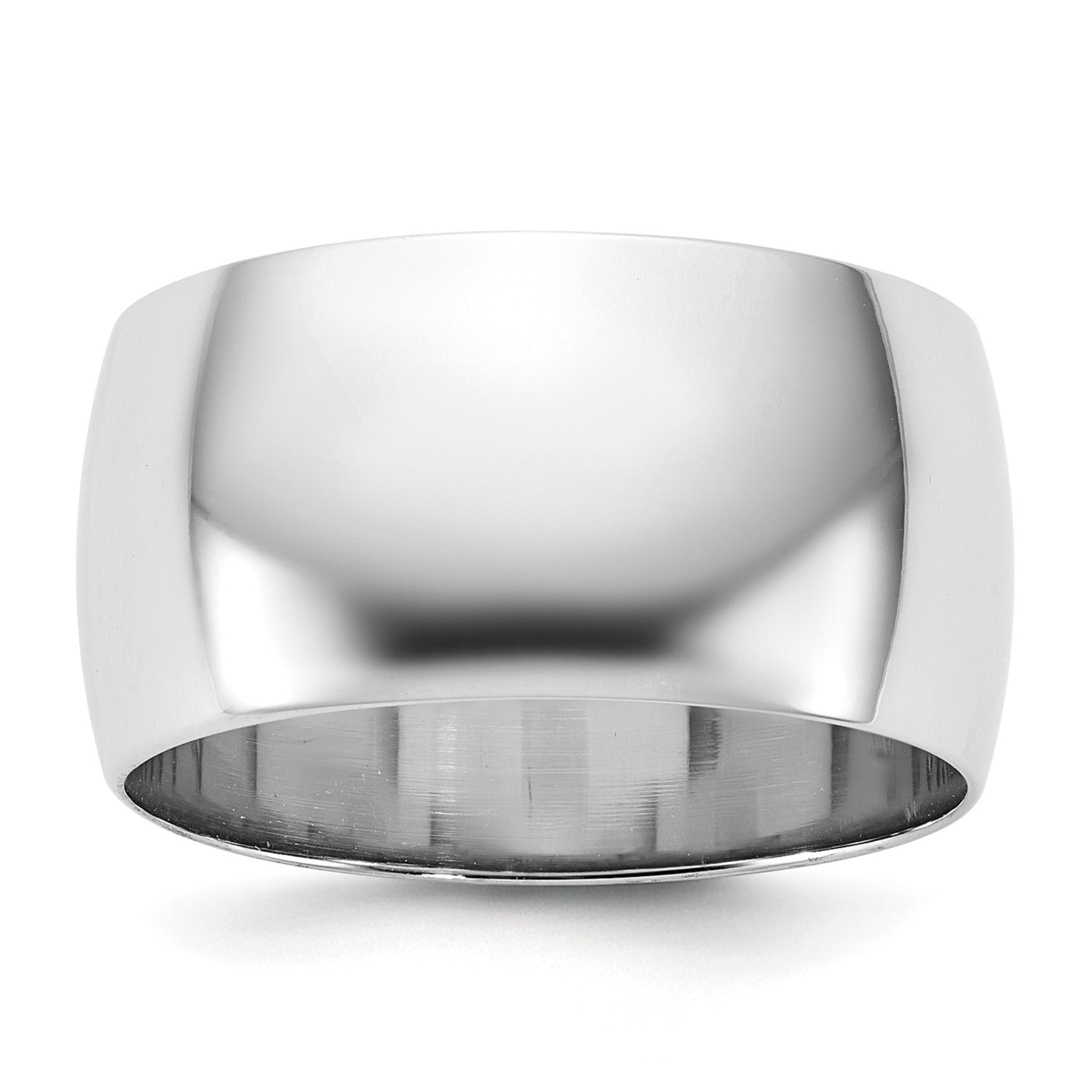 14k White Gold 10mm Half-Round Wedding Band Size 11.5