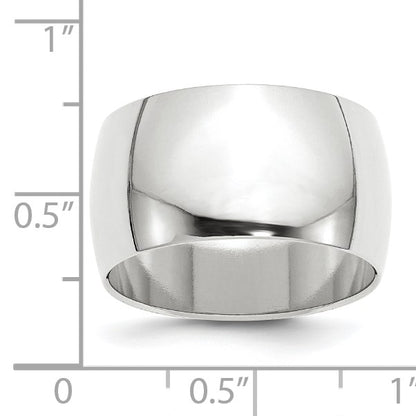 14k White Gold 12mm Half-Round Wedding Band Size 6