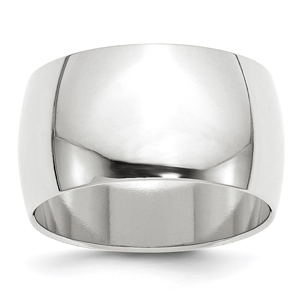 14k White Gold 12mm Half Round Wedding Band Size 13.5