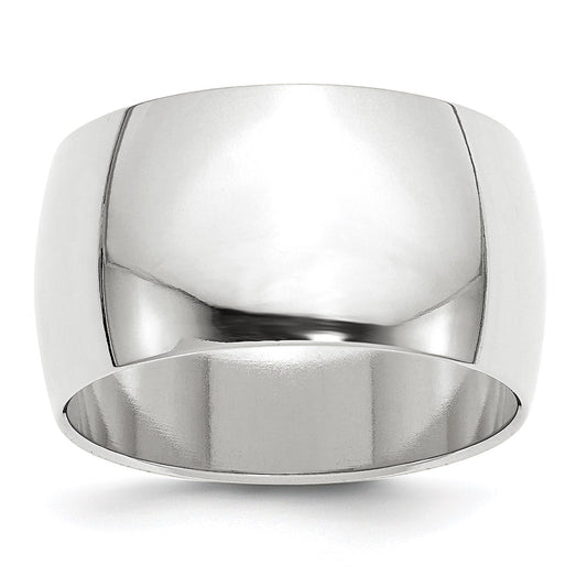 14k White Gold 12mm Half-Round Wedding Band Size 6