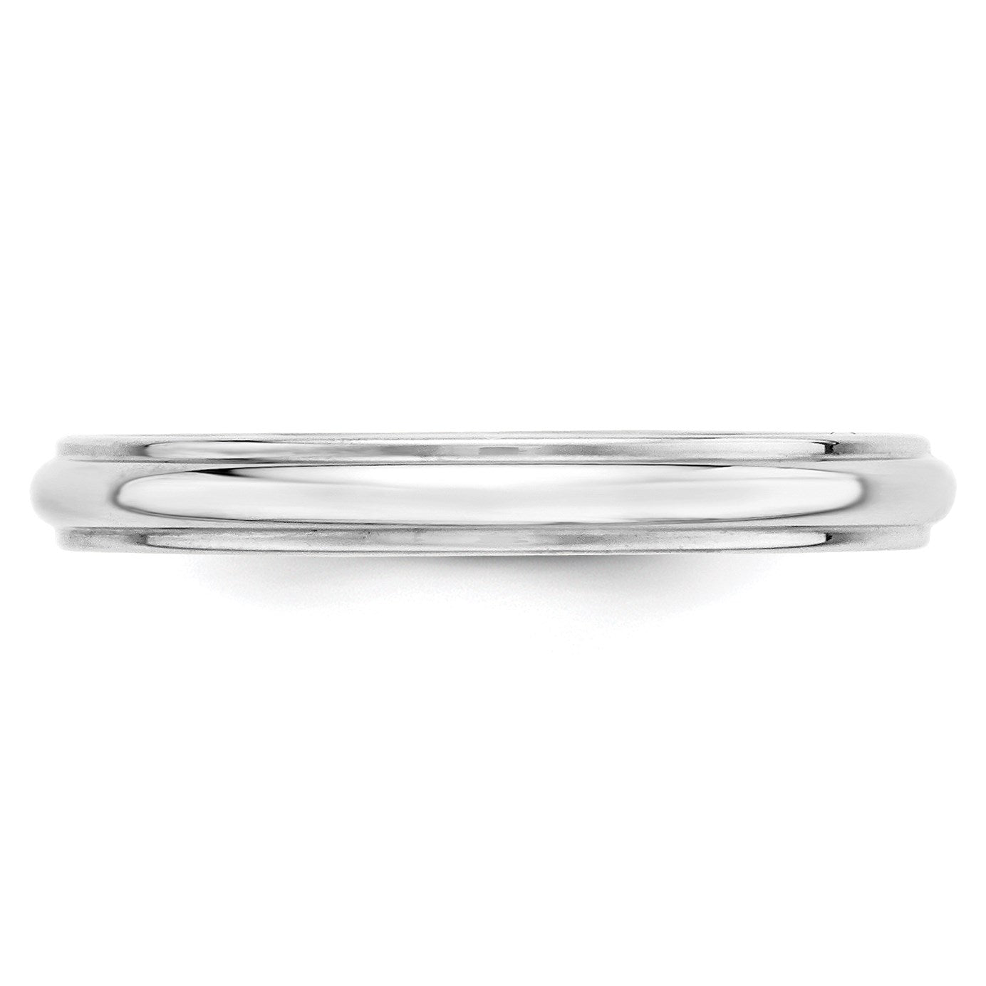14k White Gold 3mm Half Round with Edge Wedding Band Size 10.5