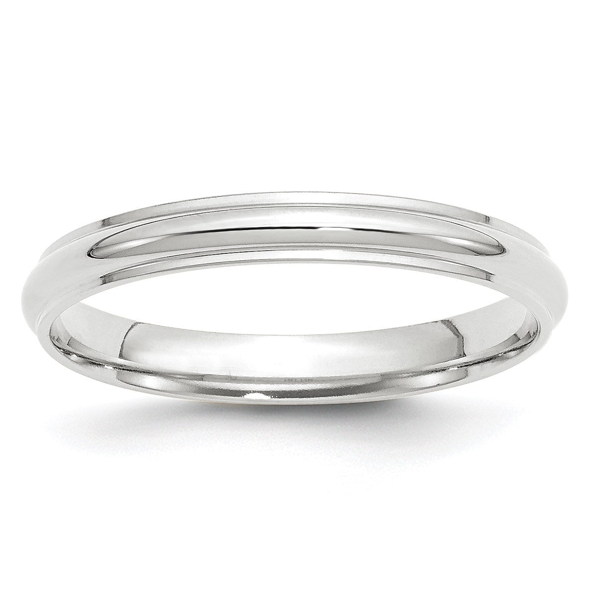 14k White Gold 3mm Half Round with Edge Wedding Band Size 10.5