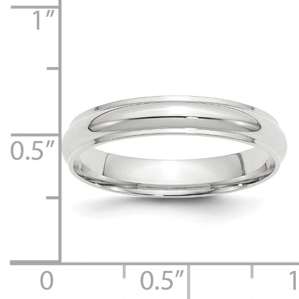 14k White Gold 4mm Half Round with Edge Wedding Band Size 11