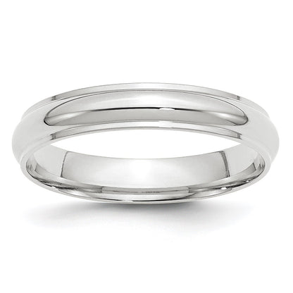 14k White Gold 4mm Half Round with Edge Wedding Band Size 10