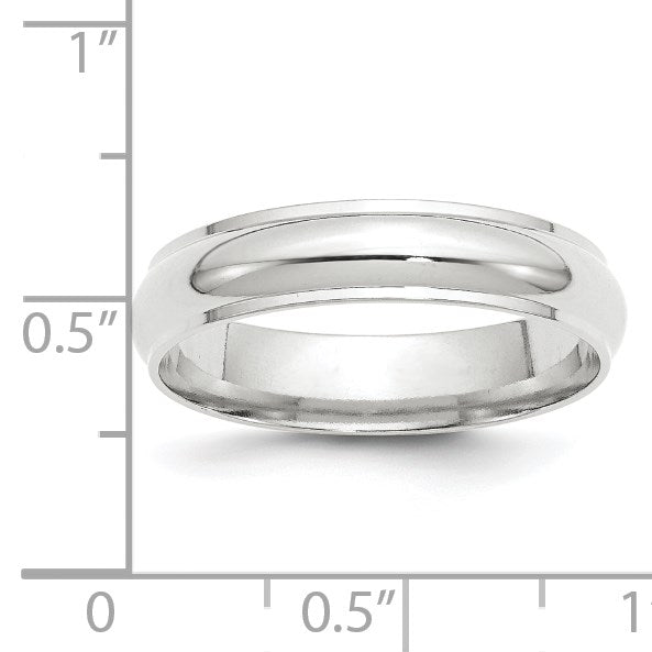 14k White Gold 5mm Half Round with Edge Wedding Band Size 10.5