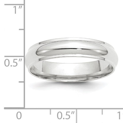 14k White Gold 5mm Half Round with Edge Wedding Band Size 11