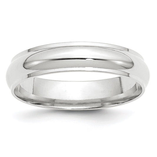 14k White Gold 5mm Half Round with Edge Wedding Band Size 8.5