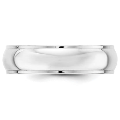 14k White Gold 6mm Half Round with Edge Wedding Band Size 6