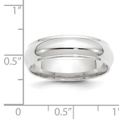 14k White Gold 6mm Half Round with Edge Wedding Band Size 7